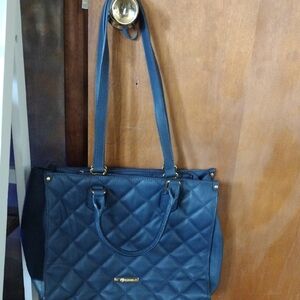 Elegant Blue Quilted Tote Bag